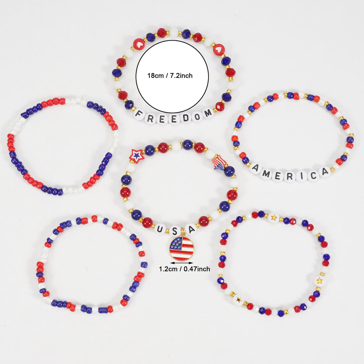 Red White Blue American Flag Bracelet