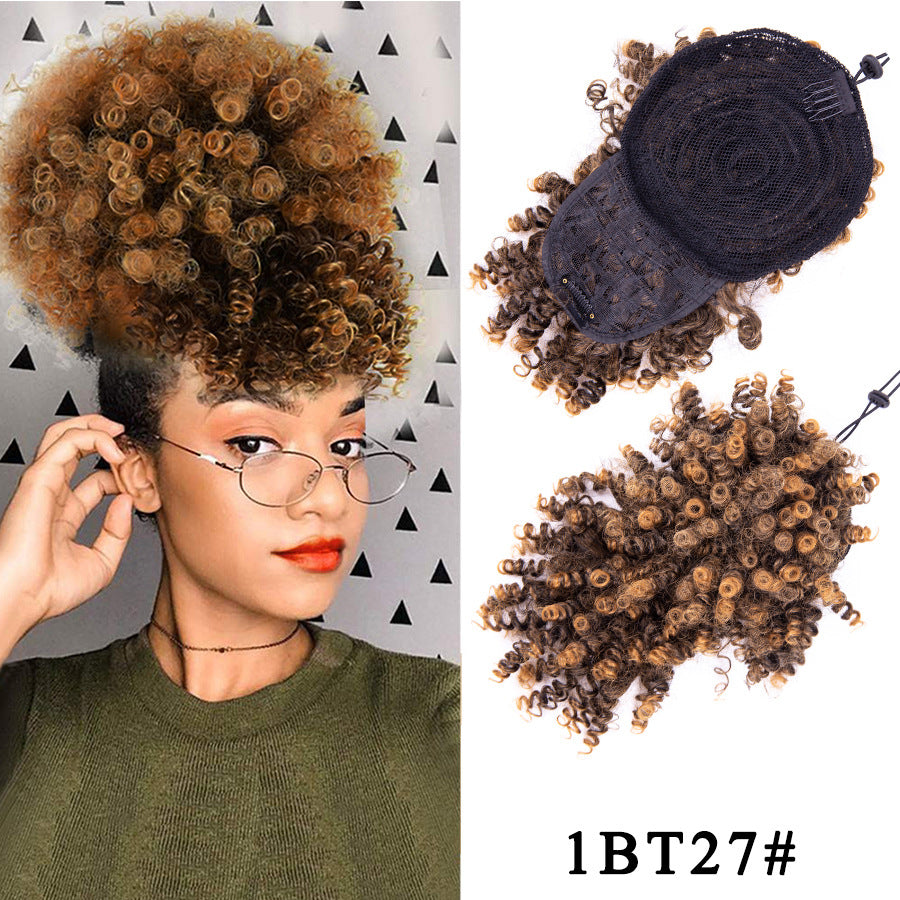 Short kinky curly afro wig in shade 1BT27 ombre