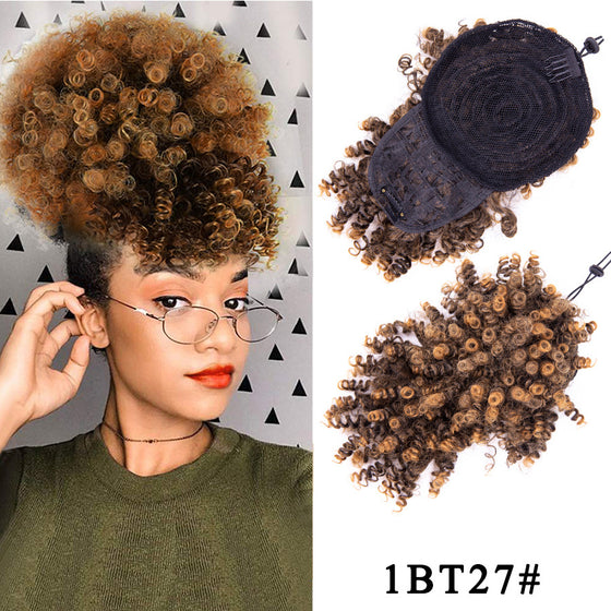 Short kinky curly afro wig in shade 1BT27 ombre