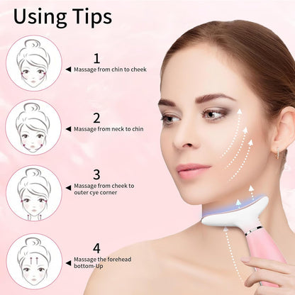Facial massager glide angle on cheek