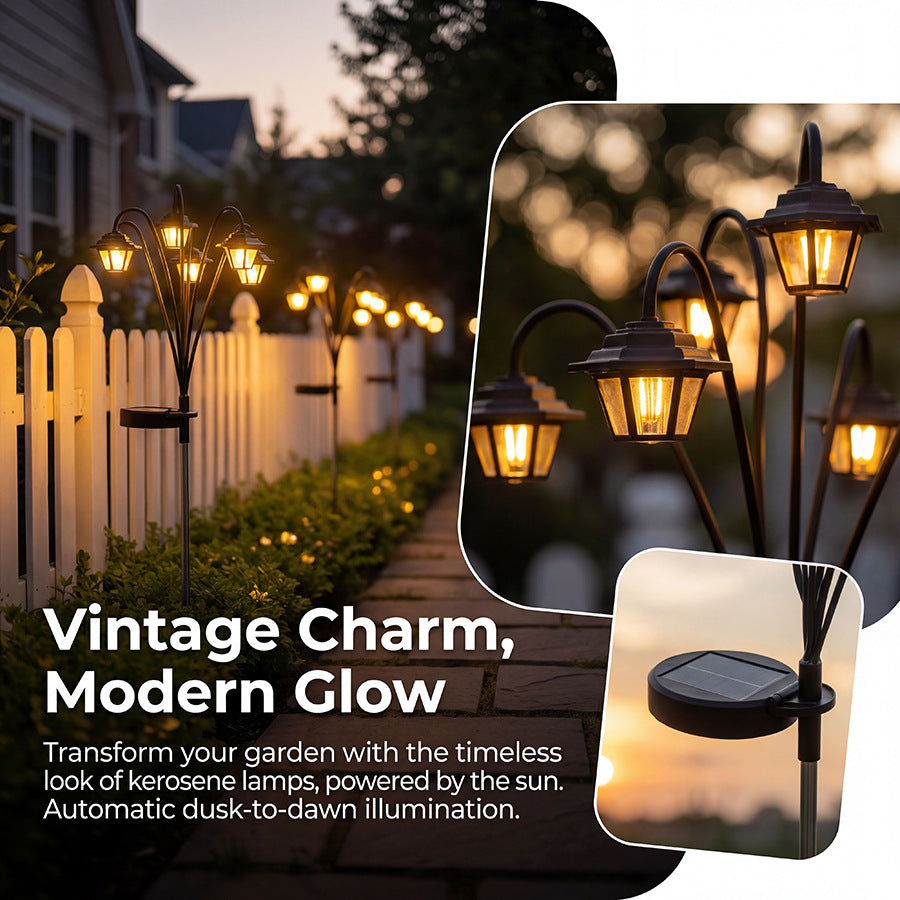 Solar Powered Waterproof Retro Garden Lantern