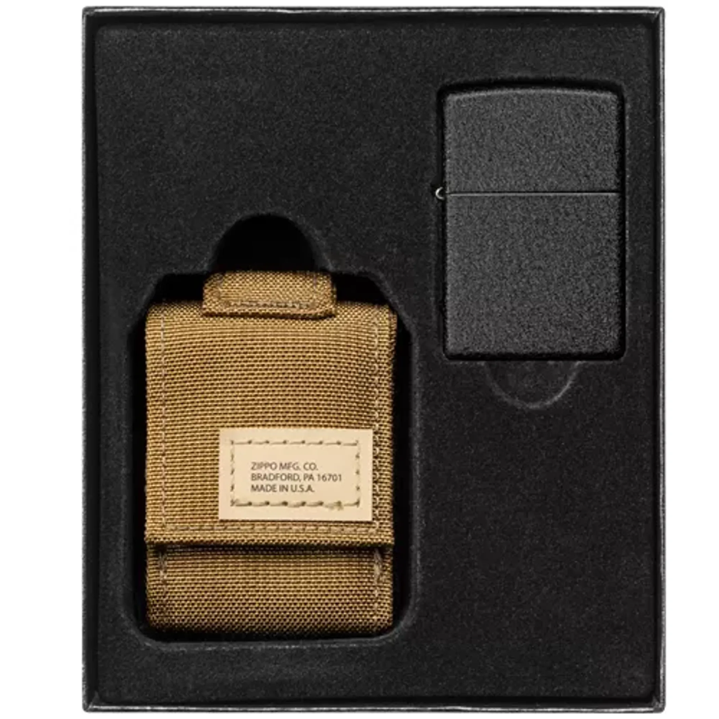 Zippo Modular Pouch and Black Crackle Lighter - Coyote