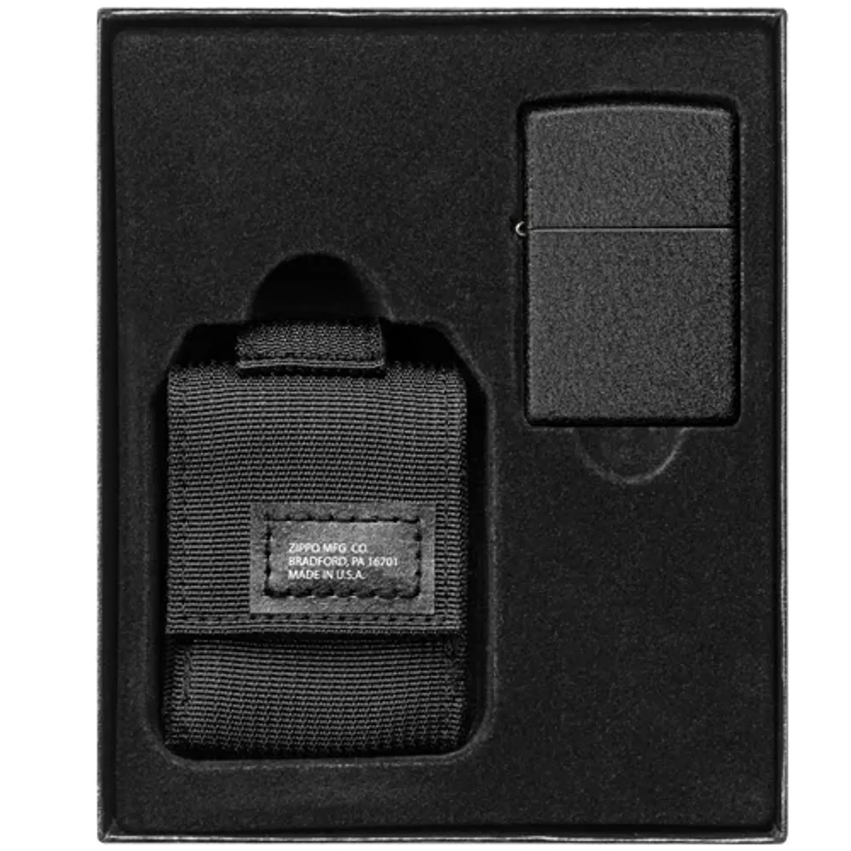 Zippo Modular Pouch and Black Crackle Lighter - Black
