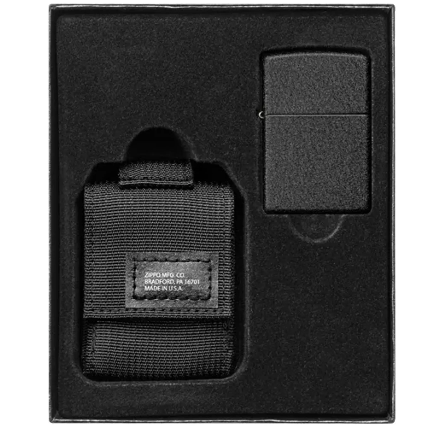 Zippo Modular Pouch and Black Crackle Lighter - Black