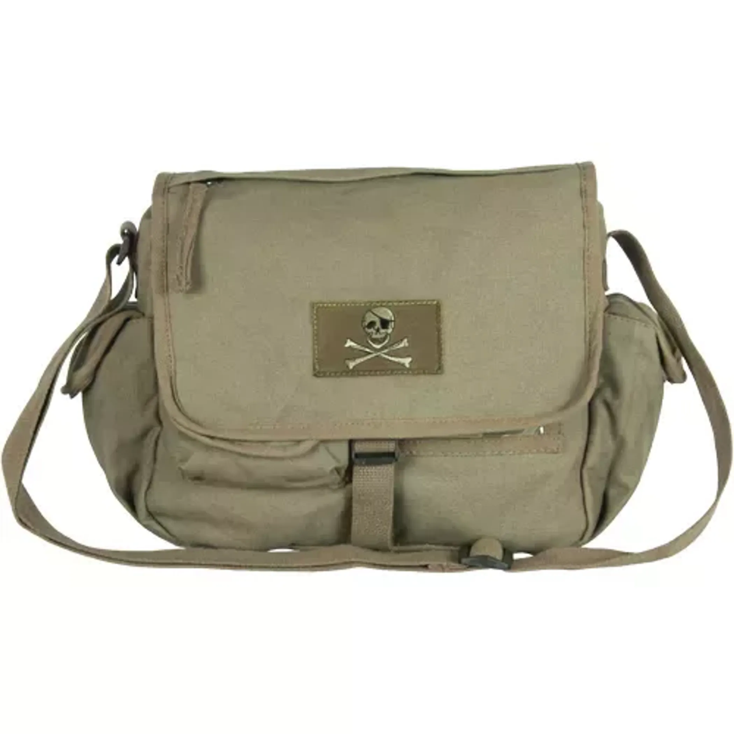 Retro Messenger Bag With Skull Emblem