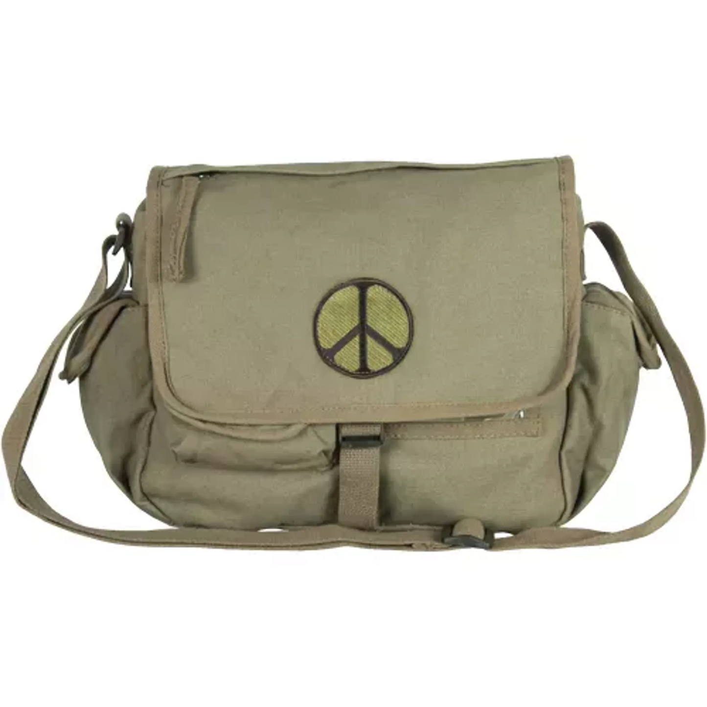 Retro Messenger Bag With Peace Emblem