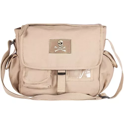 Retro Messenger Bag With Skull Emblem