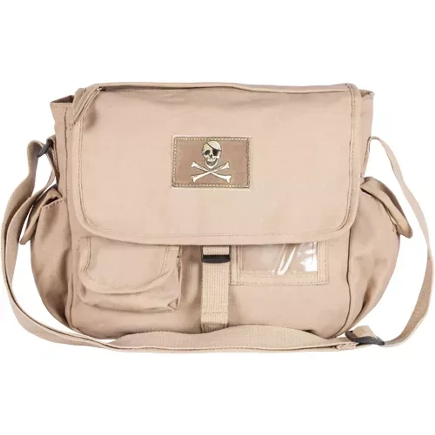 Retro Messenger Bag With Skull Emblem