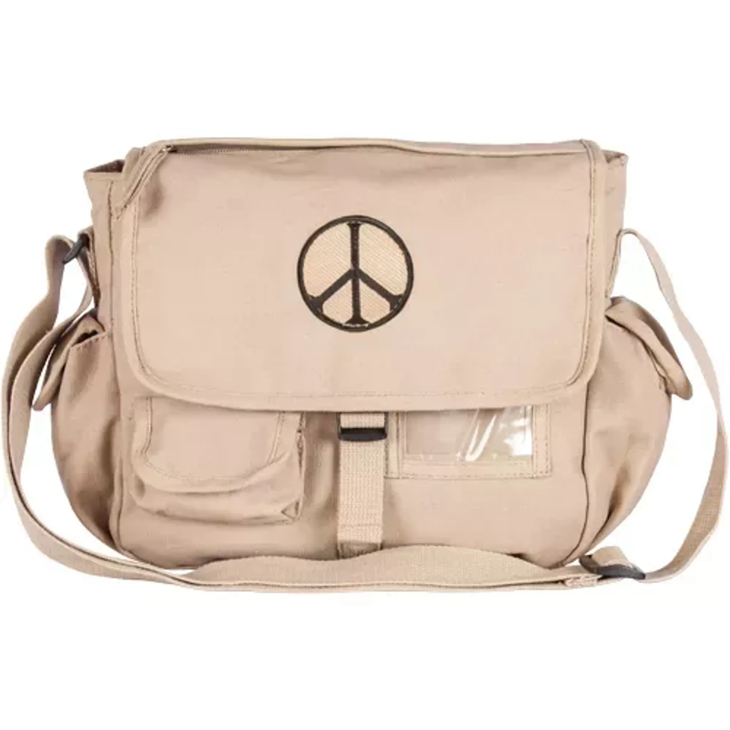Retro Messenger Bag With Peace Emblem