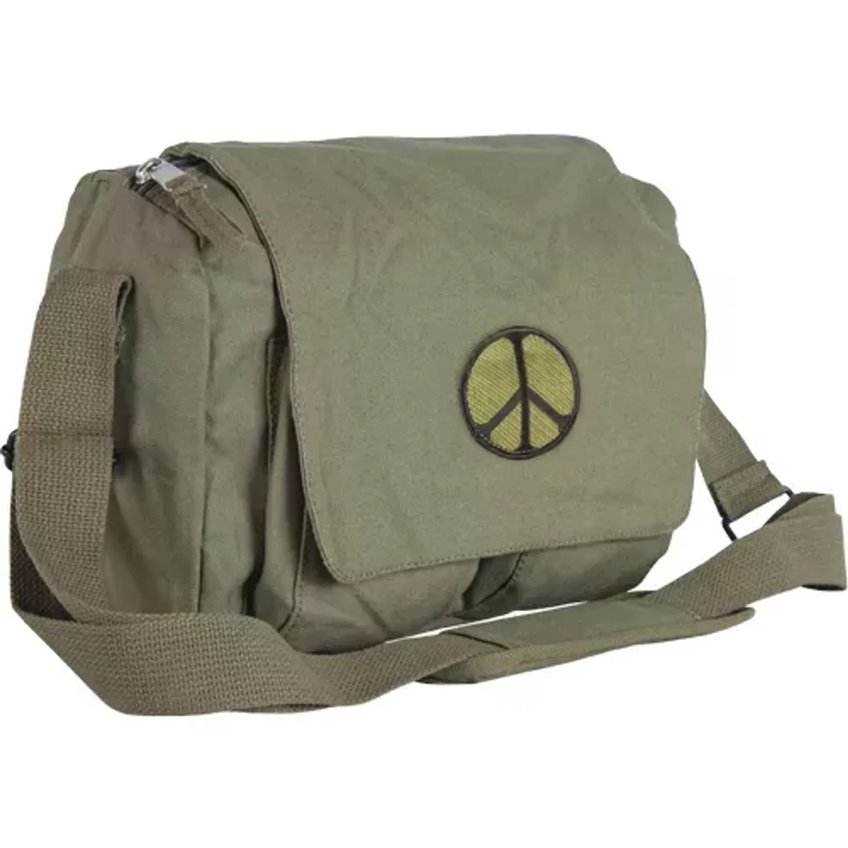 Retro Departure Shoulder Bag With Peace Emblem