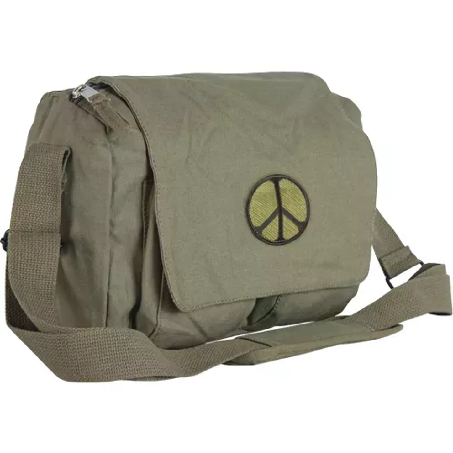 Retro Departure Shoulder Bag With Peace Emblem