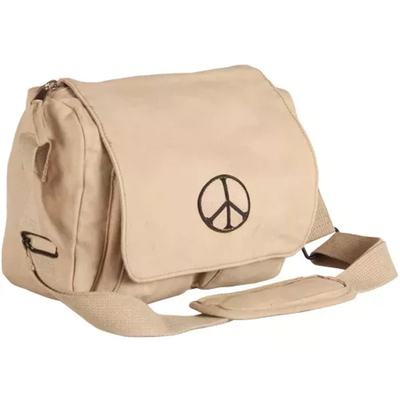 Retro Departure Shoulder Bag With Peace Emblem