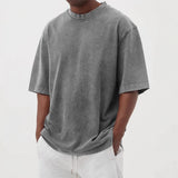 Mens Washed Color Distressed Pullover T-Shirt