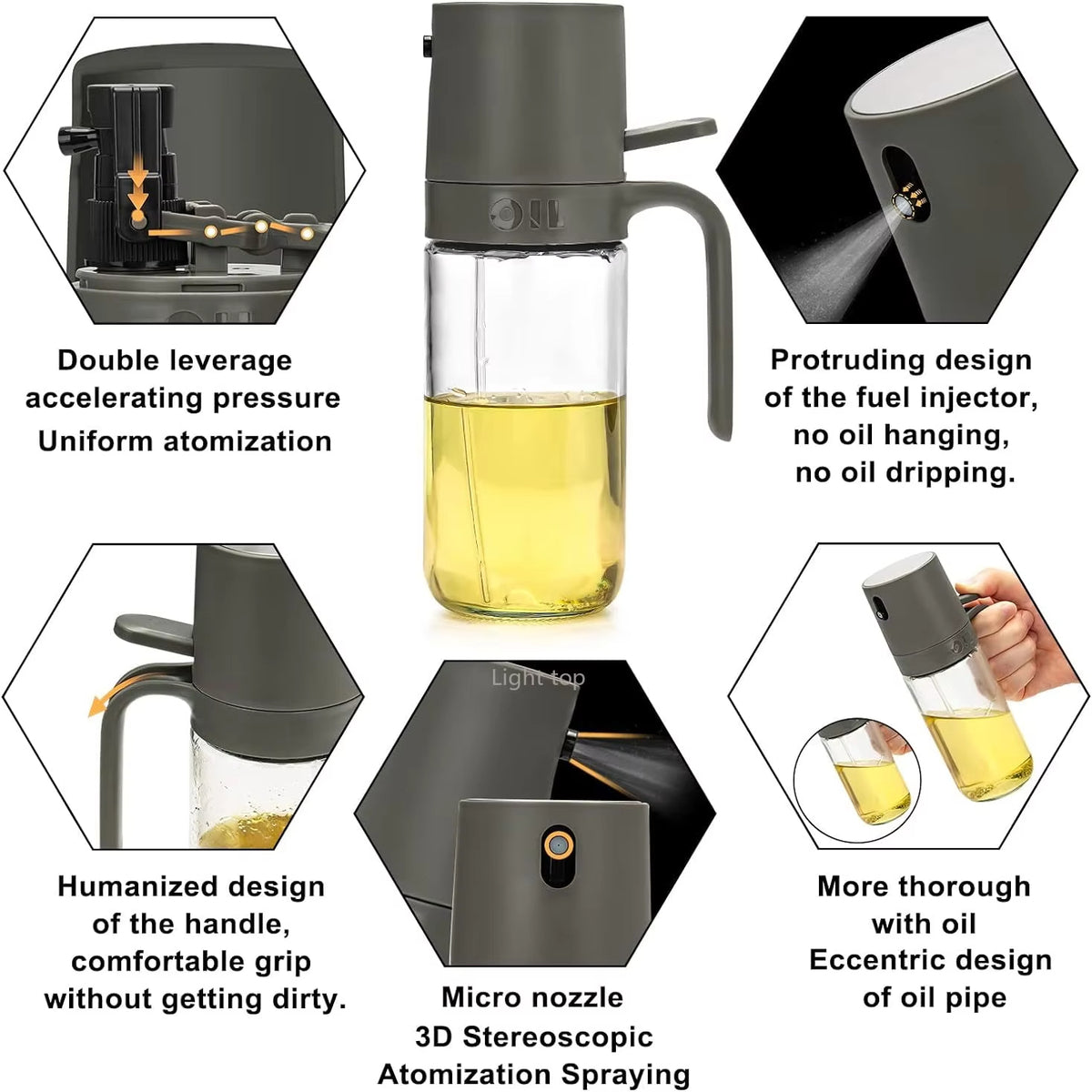 Olive oil sprayer used over a salad