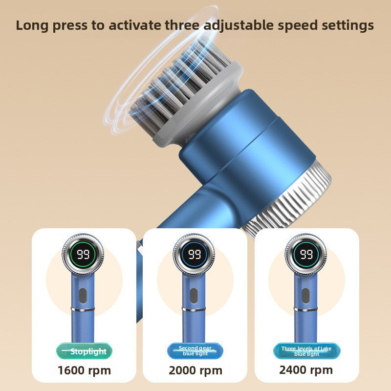 Rechargeable Cordless Electric Pot Scrubber with Multi-Functional Cleaning Brush Heads