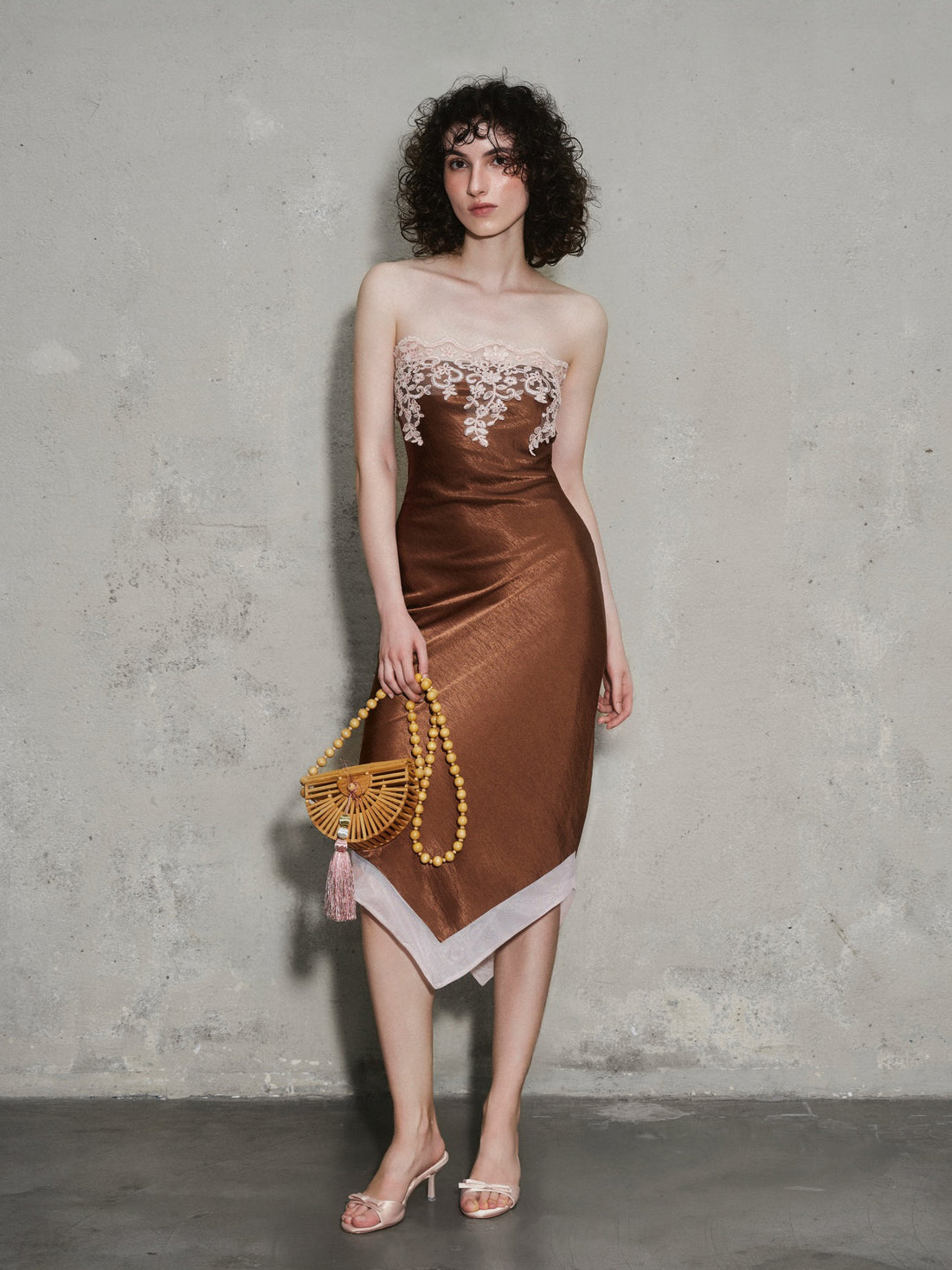 sexy hot girl backless slim-fit low-neck irregular strapless dress