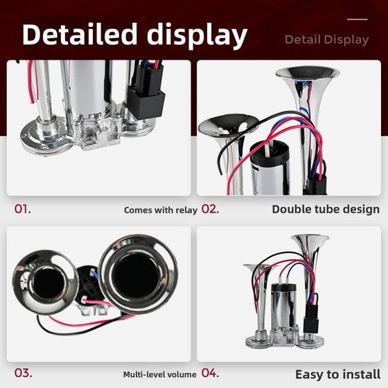 Integrated Dual-Tube Electric Air Horn Automotive Parts product image 2