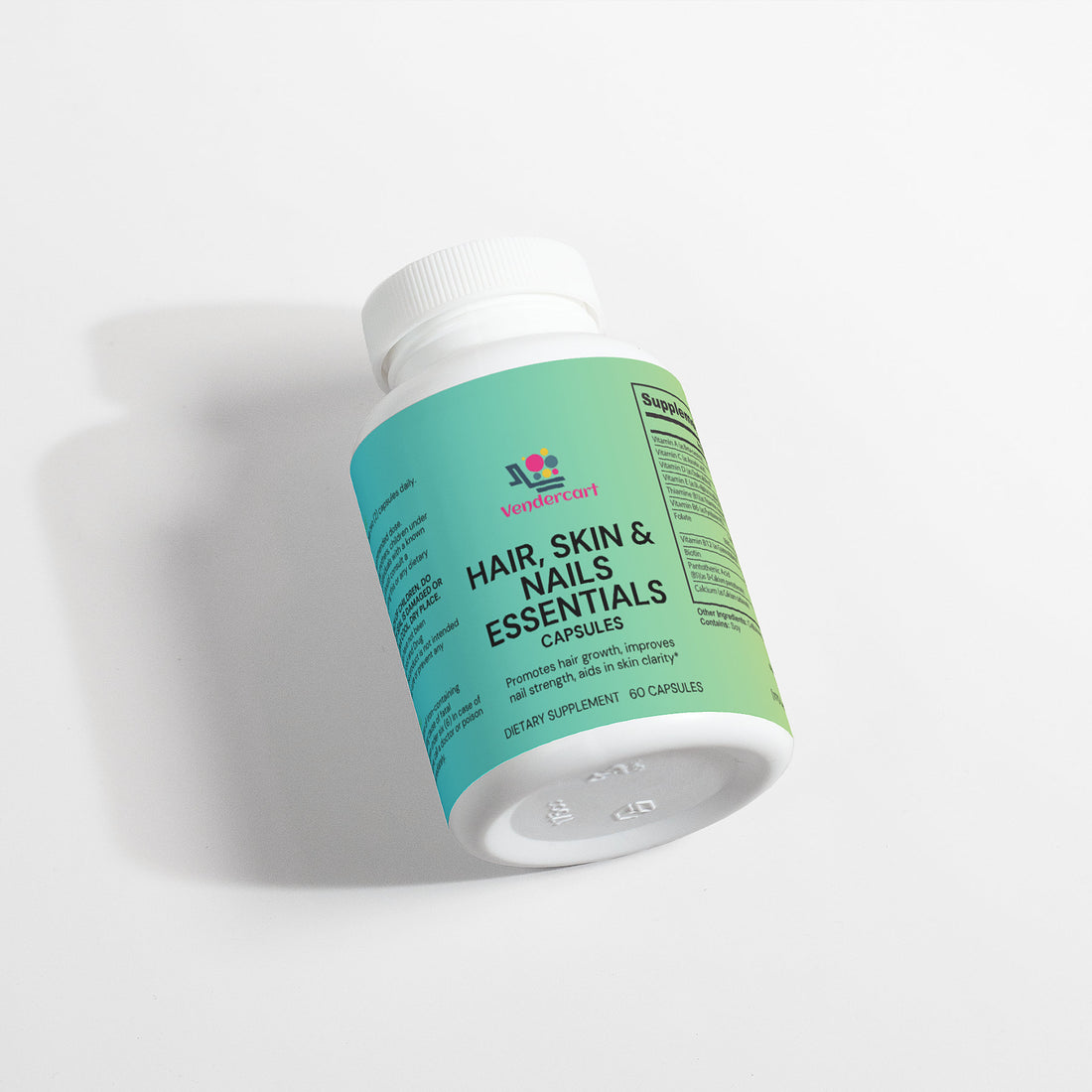 Hair skin nails vitamins packaging back panel