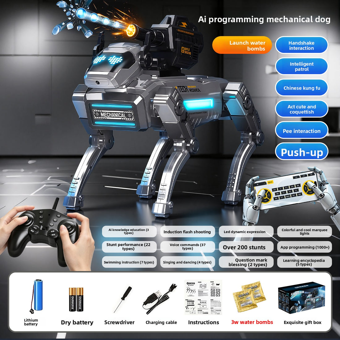 Programmable robot dog, single battery 30,000 water bullets