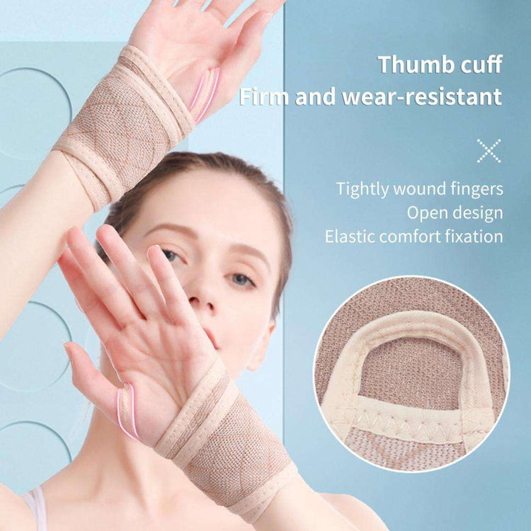 Wrist brace worn on both hands for support