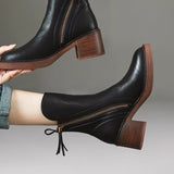 Womens Vintage Chunky Heel Ankle Boots