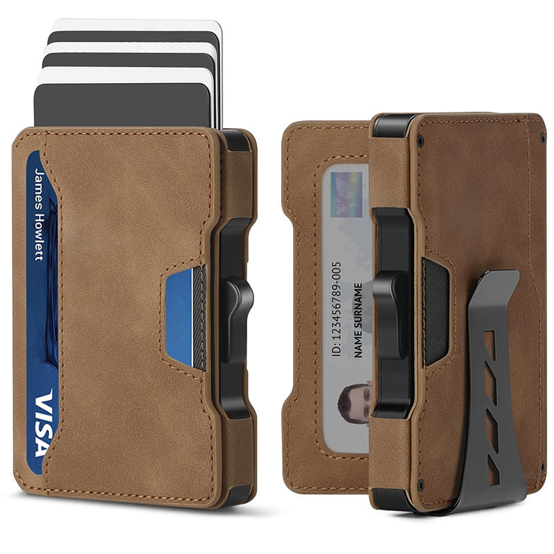 Leather anti-theft cardholder wallet