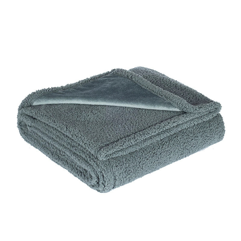 Reversible flannel and sherpa pet blanket on a sofa, photo 8