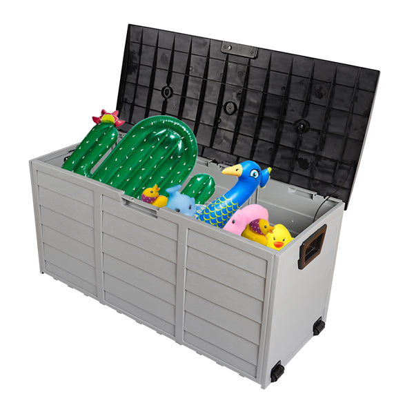 75-gallon storage box positioned on a patio