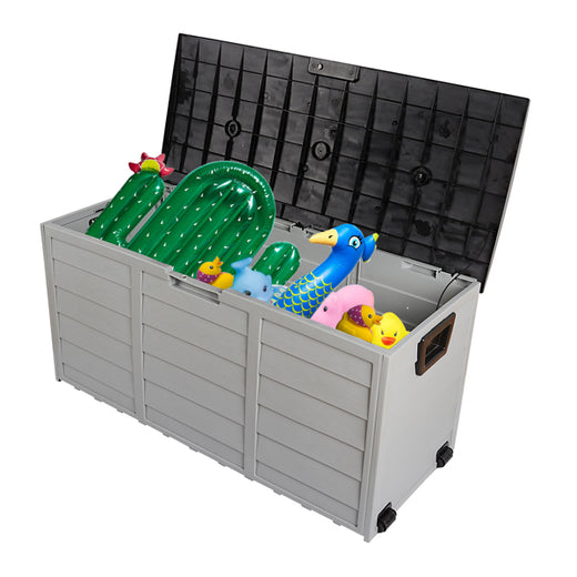 75-gallon storage box positioned on a patio