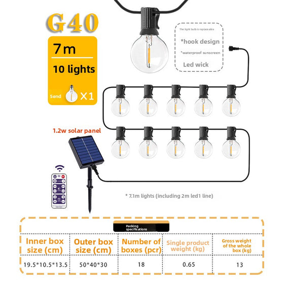 Solar Powered G40 Outdoor Decorative Light String Garden & Outdoor product image 6
