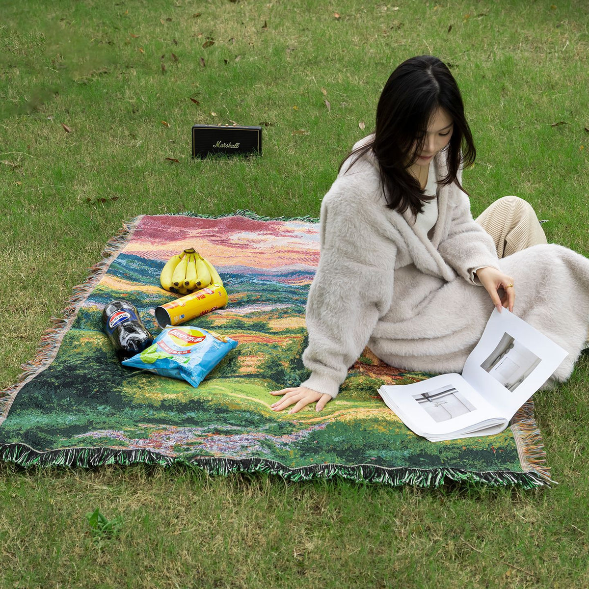 Jacquard Camping Blanket Sofa Throw