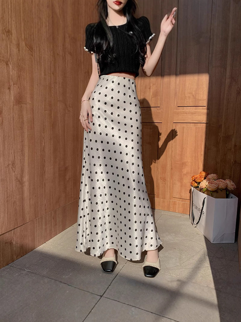 Women's New Elegant High Waist Dot Fishtail Dress
