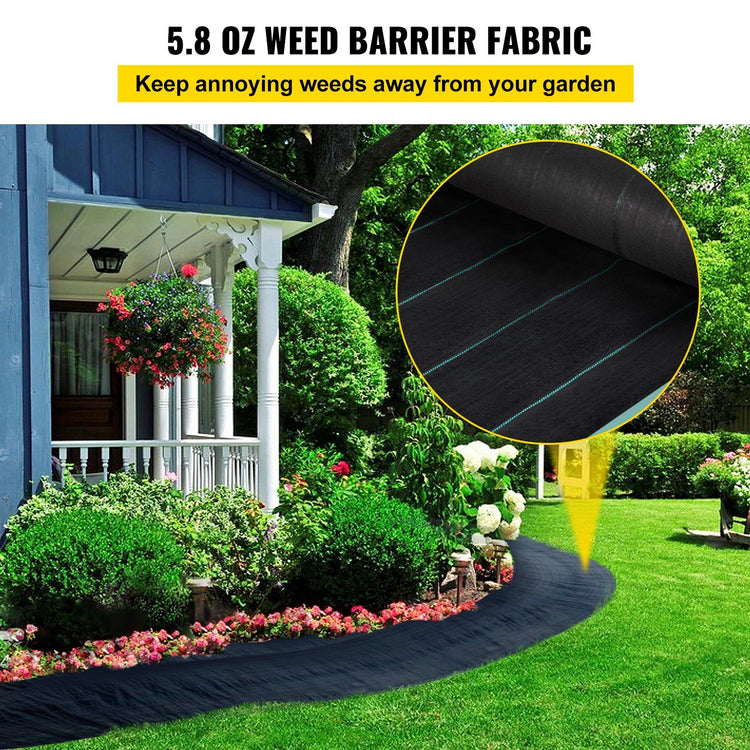 4FT x 300FT weed barrier fabric in a garden bed