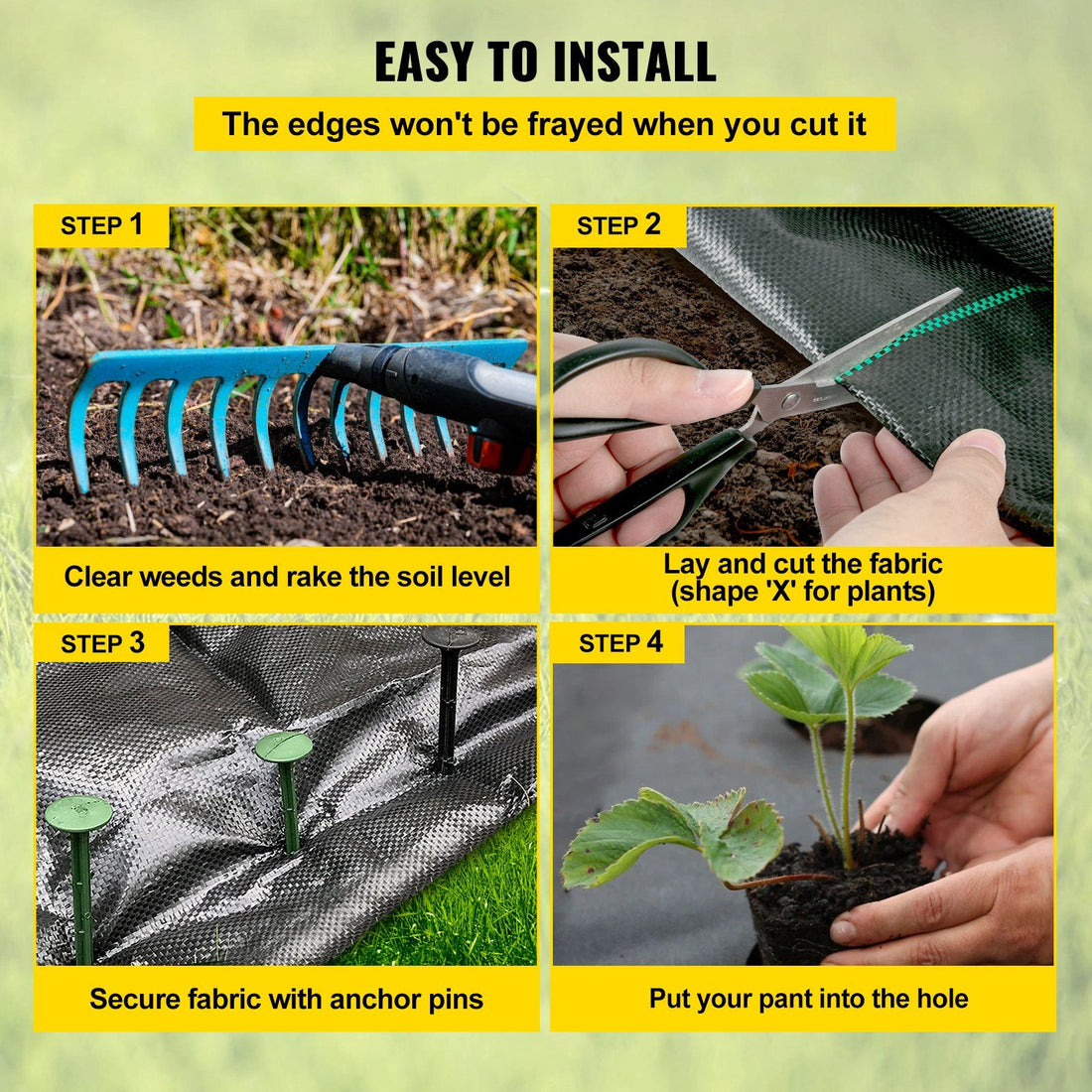 4FT x 300FT weed barrier fabric under mulch