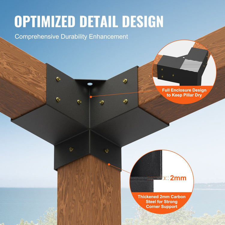 4x4 pergola bracket kit 4-pack with 3-way corner brackets