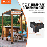 Single 3-way pergola corner bracket close-up
