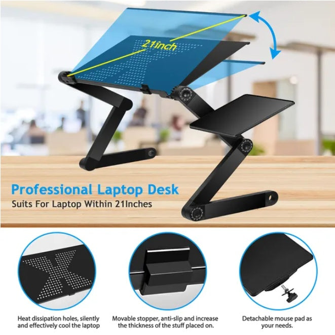 Foldable laptop desk legs folded flat for storage