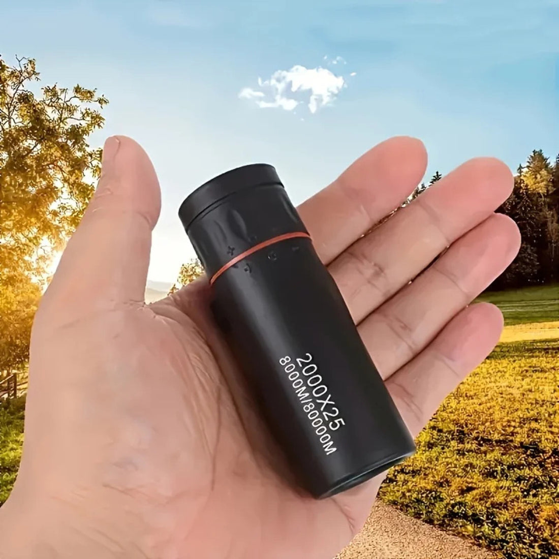 Monocular telescope with phone attached, digiscoping setup