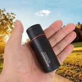 Monocular telescope with phone attached, digiscoping setup