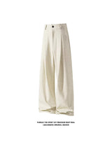 Loose Wide-Leg Straight Floor-Length Trousers