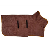Pet bathrobe towel wrapped on dog