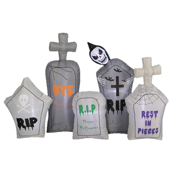 2.4-Meter Halloween Inflatable Tombstone Decoration with Grim Reaper, Ghost