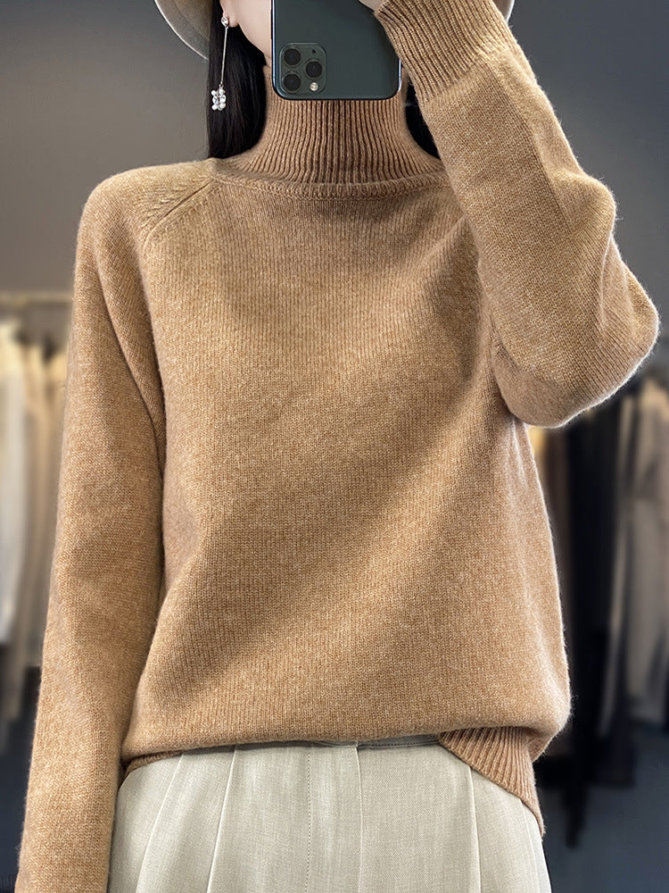 Solid Color Pullover Knit Sweater for Women Long Sleeve Loose Fit Viscose Soft Top