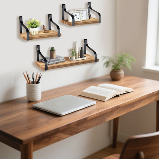 3 Piece Rustic Wood Floating Shelves
