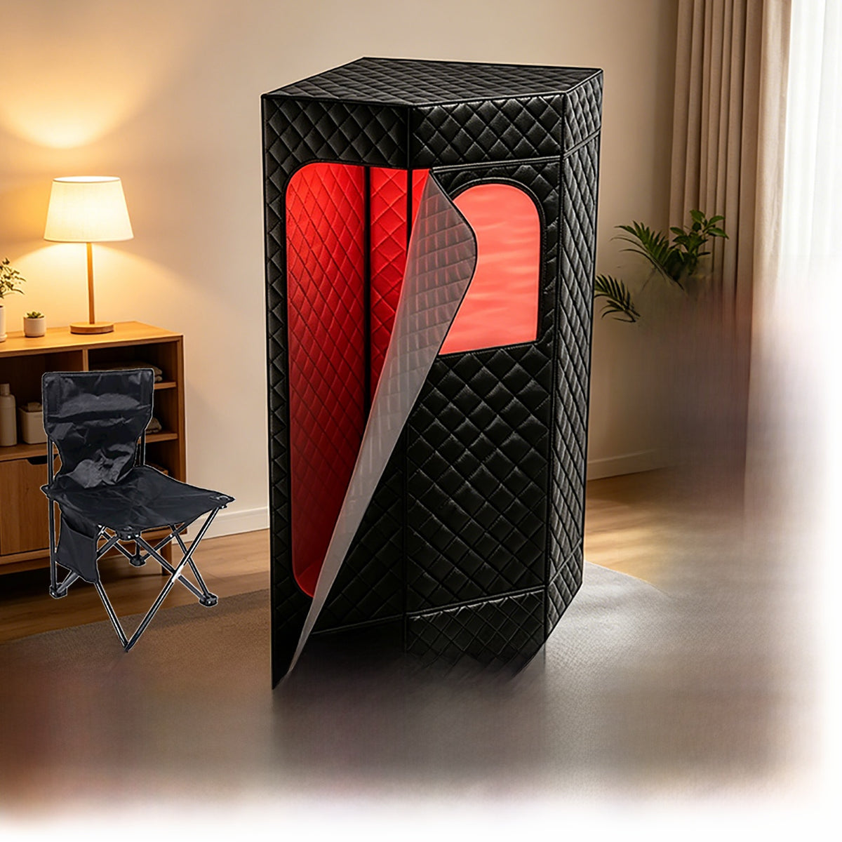 Portable Home Steam Sauna Box with Folding Chair