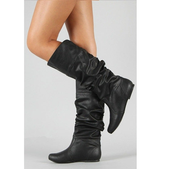 Womens Over the Knee Flat Boots Plus Size Inner Heightening Boots