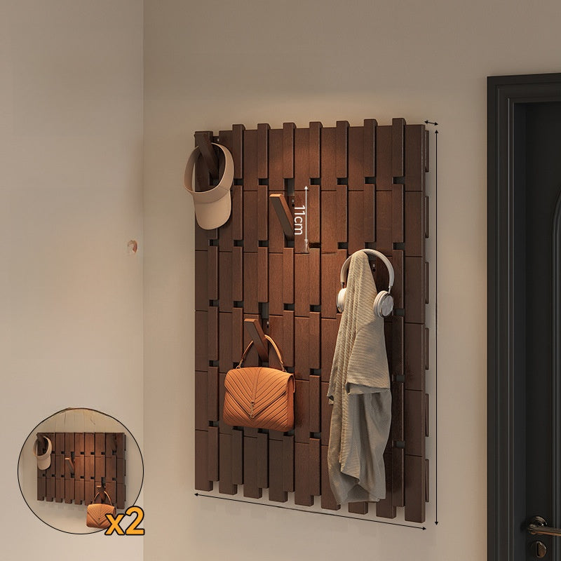 Solid Wood Wall Mounted Coat Rack with Hat Hooks