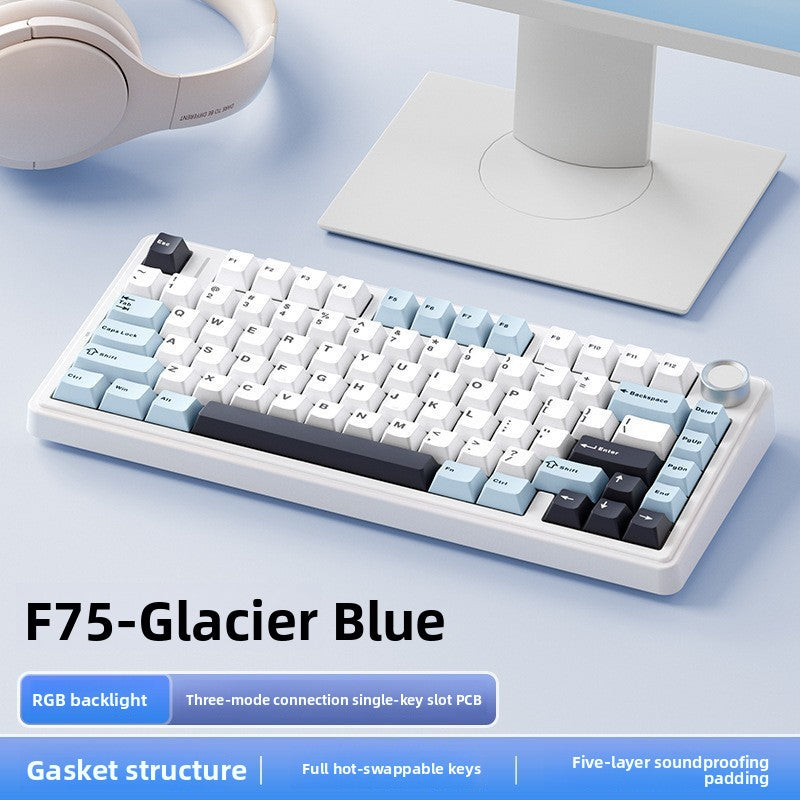 Three-mode mechanical keyboard gasket structure full key hot plug Blue