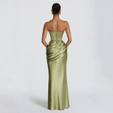 Satin Asymmetric Evening Gown