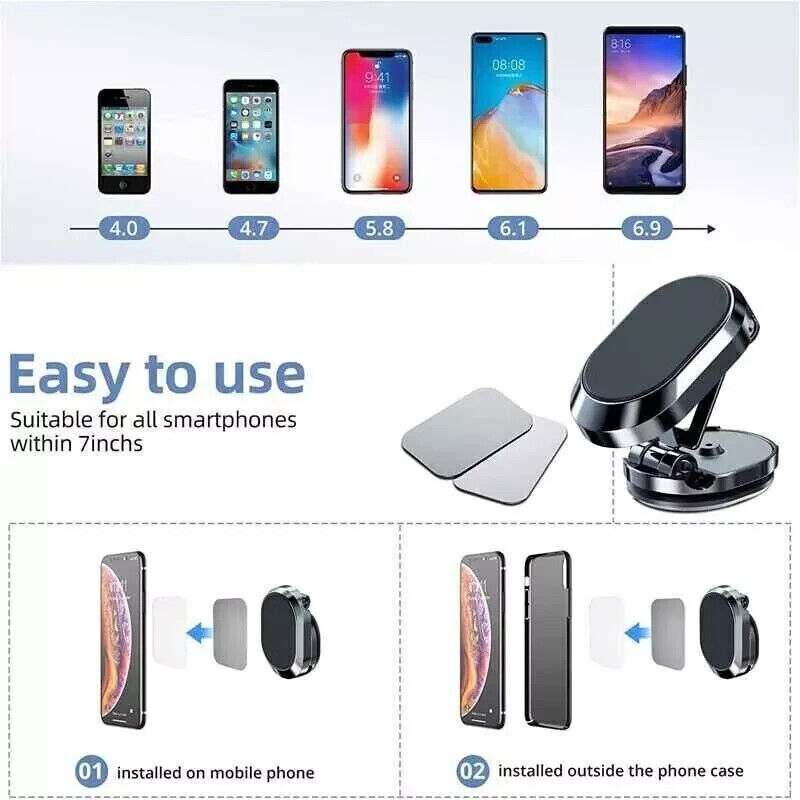 Magnetic dashboard phone holder packaging contents